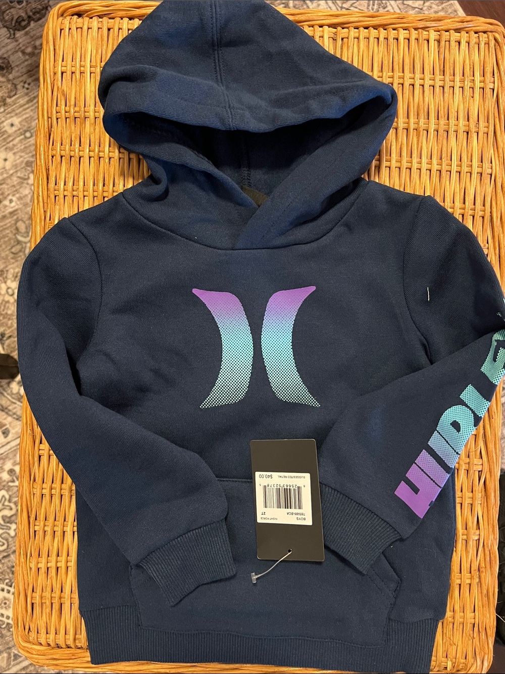 NWT! Hurley Navy Hoodie with Purple-Teal Logo